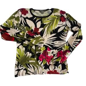 Tommy Bahama Floral Print Long Sleeve Top Women's Small Multicolor